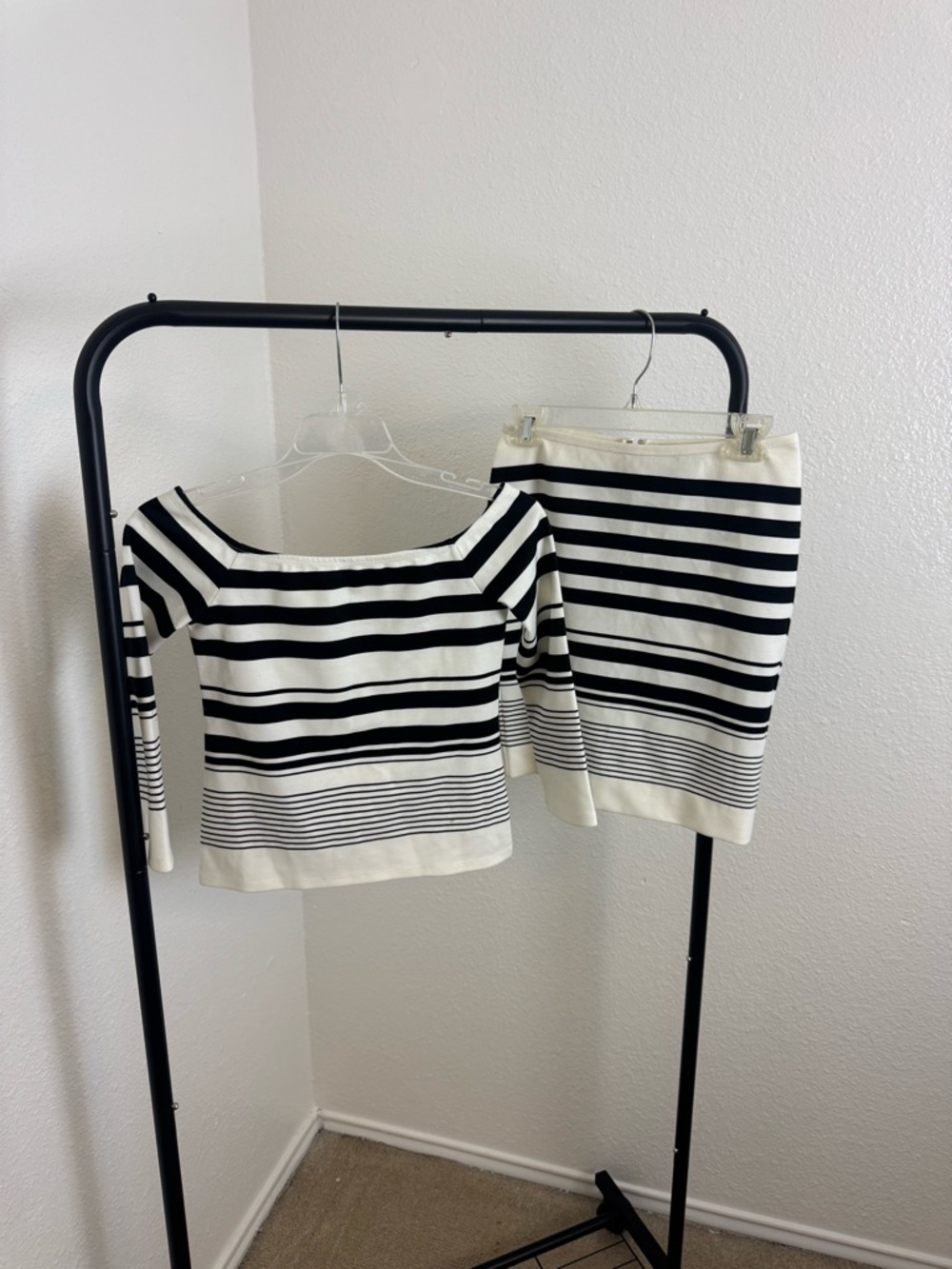 cupcakes & cashmere Black and White Striped Boatneck Top
